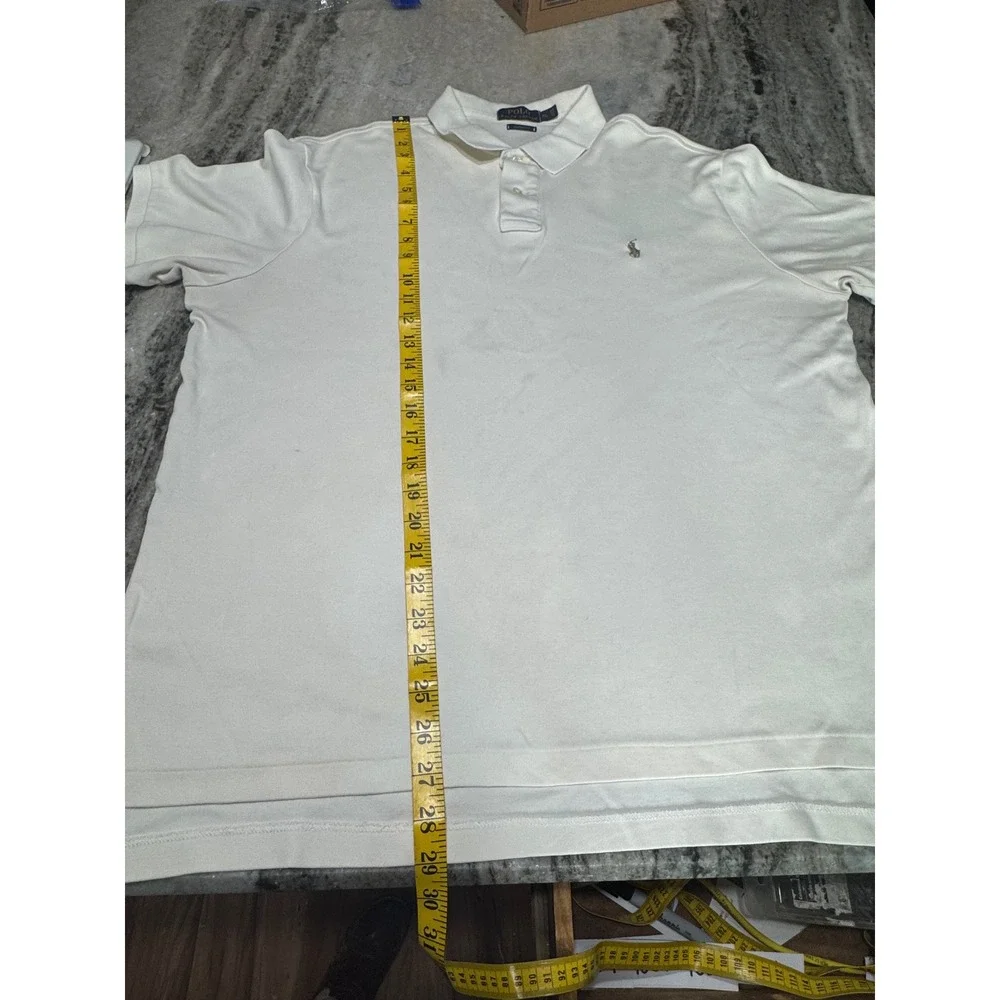 Polo Ralph Lauren Polo Shirt Mens XL Custom Fit Cotton White Old Money Preppy